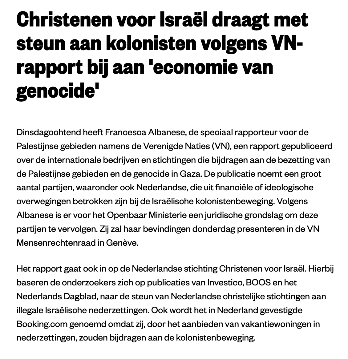 debroervanroos's tweet photo. Het rapport draagt de titel 'From economy of occupation to economy of genocide' en bespreekt meerdere bedrijven en goede doelen.

Lees meer bij Investico: https://t.co/KwanXzoDqM https://t.co/zatMxALPUL
