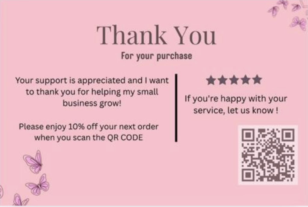 SOTD

Remember the beautiful pink business card, I created for a client on Canva? , my attention was drawn to some grammatical errors 
“If you're happy with your service let us know “ ❌ 
 “Enjoyed our service? Let us know how we did”✅
And some other things were modified.