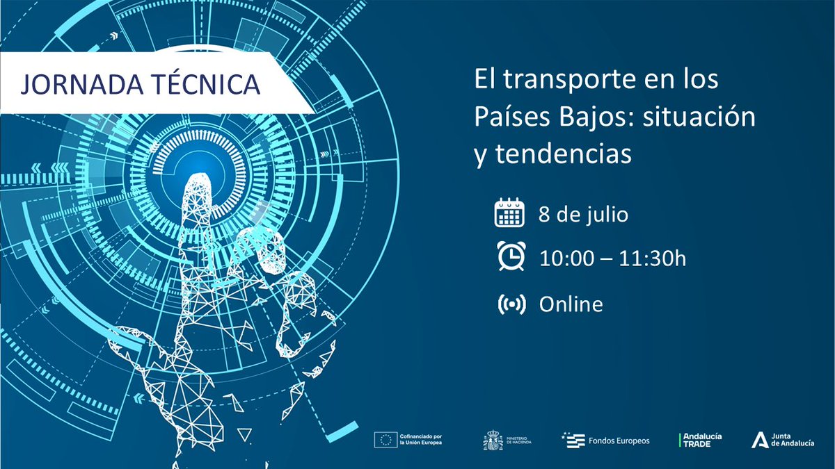 Andalucía TRADE (@trade_andalucia) on Twitter photo 📣CONVOCATORIA
Jornada técnica 'El transporte en los Países Bajos: situación y tendencias'
🗓️ 8 de julio
🕙10-11:30h
🖱️online
Inscríbete y descubre las oportunidades de negocio para empresas andaluzas👇
andaluciatrade.es/internacionali…
<a href="/EconoHaciendAND/">Consejería de Economía, Hacienda y Fondos UE 🇪🇺</a> #feder 📣CONVOCATORIA
Jornada técnica 'El transporte en los Países Bajos: situación y tendencias'
🗓️ 8 de julio
🕙10-11:30h
🖱️online
Inscríbete y descubre las oportunidades de negocio para empresas andaluzas👇
andaluciatrade.es/internacionali…
<a href="/EconoHaciendAND/">Consejería de Economía, Hacienda y Fondos UE 🇪🇺</a> #feder