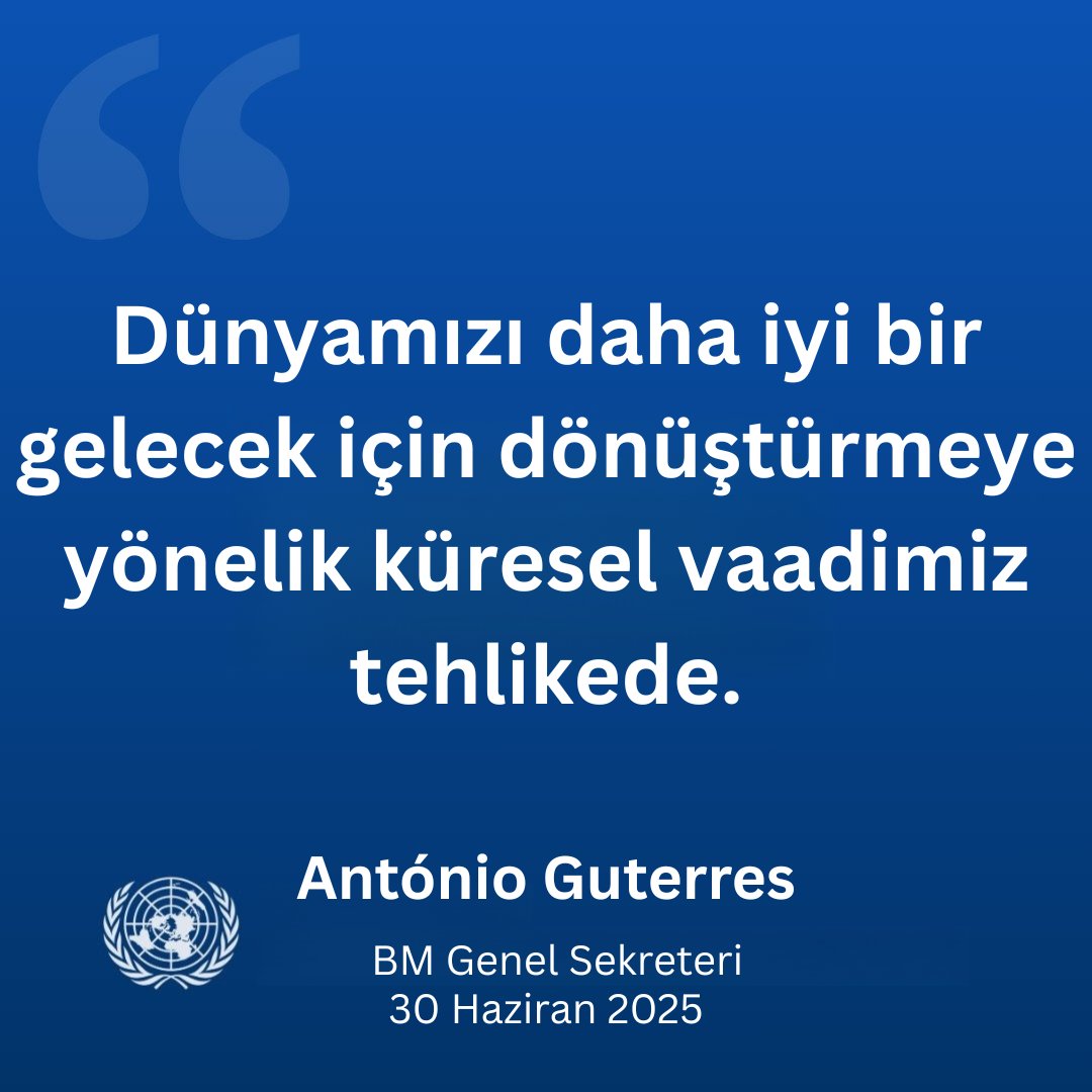 Birleşmiş Milletler Türkiye (@un_turkiye) on Twitter photo BM Genel Sekr. <a href="/antonioguterres/">António Guterres</a> 4. Kalkınma Finansmanı Konf.' da “Dünyamızı daha iyi bir gelecek için dönüştürmeye yönelik küresel vaadimiz tehlikede" dedi.
Konferansta kabul edilen “Sevilla Taahhüdü” daha adil, sürdürülebilir & kapsayıcı bir finansal sistem kurma sözü veriyor. BM Genel Sekr. <a href="/antonioguterres/">António Guterres</a> 4. Kalkınma Finansmanı Konf.' da “Dünyamızı daha iyi bir gelecek için dönüştürmeye yönelik küresel vaadimiz tehlikede" dedi.
Konferansta kabul edilen “Sevilla Taahhüdü” daha adil, sürdürülebilir & kapsayıcı bir finansal sistem kurma sözü veriyor.