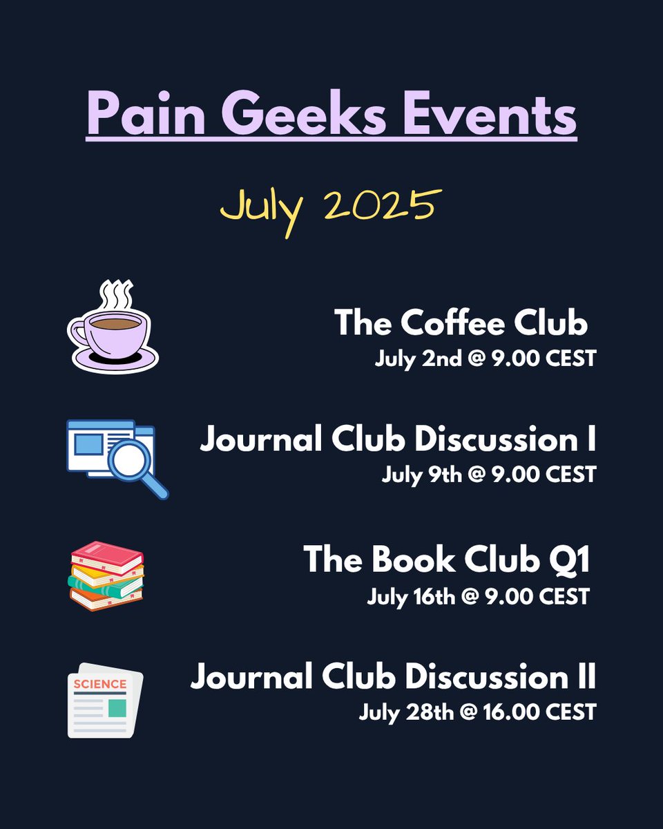 📣 July at Pain Geeks is here, come geek out with us!

💡 Most discussions are recorded, so you can catch up anytime if you can’t make it live.

Join us for:

💬 Space to talk
🧠 Time to process
🎉 And a community that makes learning genuinely enjoyable