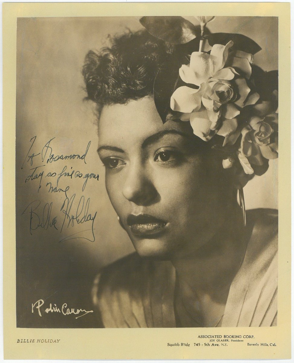 inlibris_at's tweet photo. Billie Holiday (1915-1959). Sepia publicity portrait signed, autumn 1944.

BN# 62920

#rarebooks #rarebookdealer #BillieHoliday #Vienna #Wien https://t.co/zyRu966Eb4