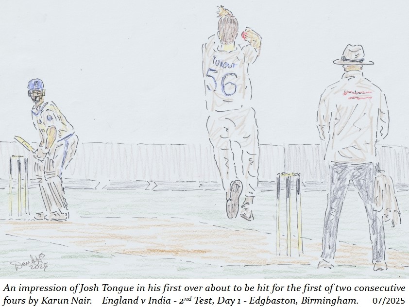 DrDanDiaper's tweet image. Josh Tongue to Karun Nair #sketch #ENGvIND #ENGvsIND #TestCricket #Test @abdulhayemehta @NorthStandGang @ilegally_indian @AnnieChave @palfreyman1414 @Edgaralanpoe48 @andydurrant75 @cbar2323 @kinobe911 @mattbob84 @WG_RumblePants #pen &amp;amp; #pencil #drawing #drawingart #sketchart #art