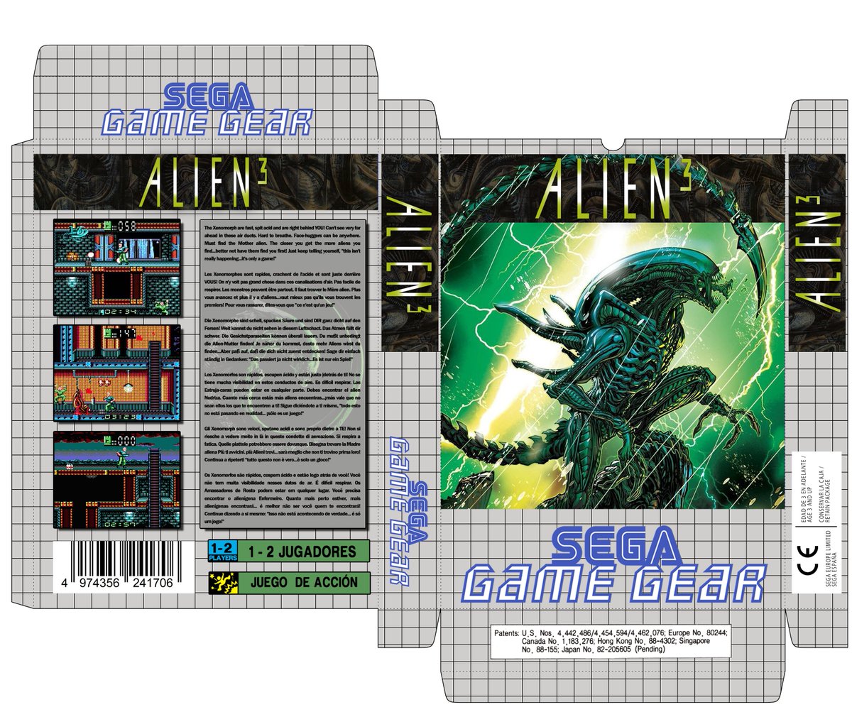 zanac_dx's tweet photo. Buenos díasss, pues por culpa de @FenixPlata y @CryingOnion3 no he tenido más remedio que hacer una portada alternativa para Alien 3 en Game Gear así que espero que os guste 😊 https://t.co/fQjG7UhF4i
