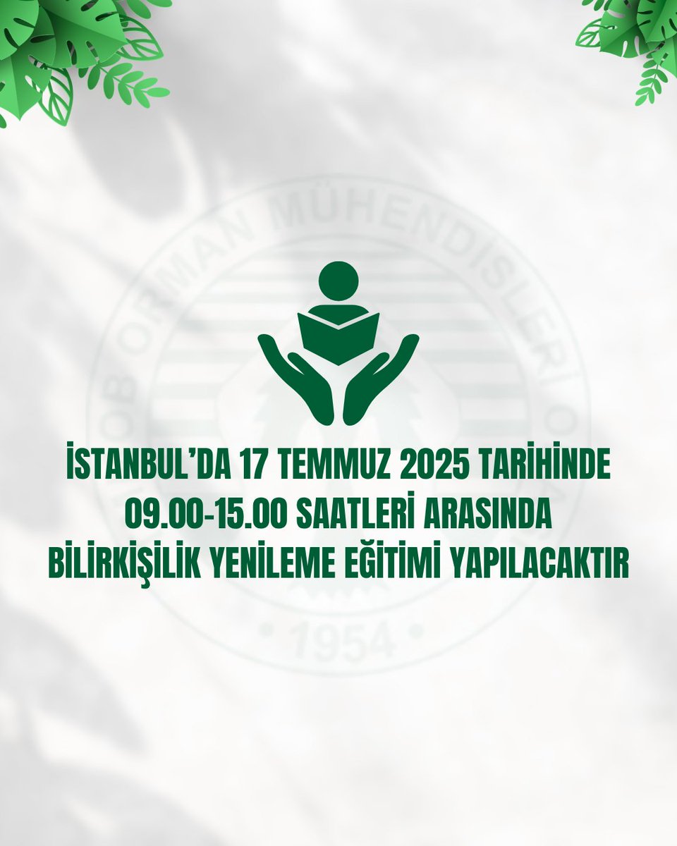 📢 İSTANBUL’DA 17 TEMMUZ 2025 TARİHİNDE 09.00-15.00 SAATLERİ ARASINDA BİLİRKİŞİLİK YENİLEME EĞİTİMİ YAPILACAKTIR
🔗 ormuh.org.tr/duyurular/ista…