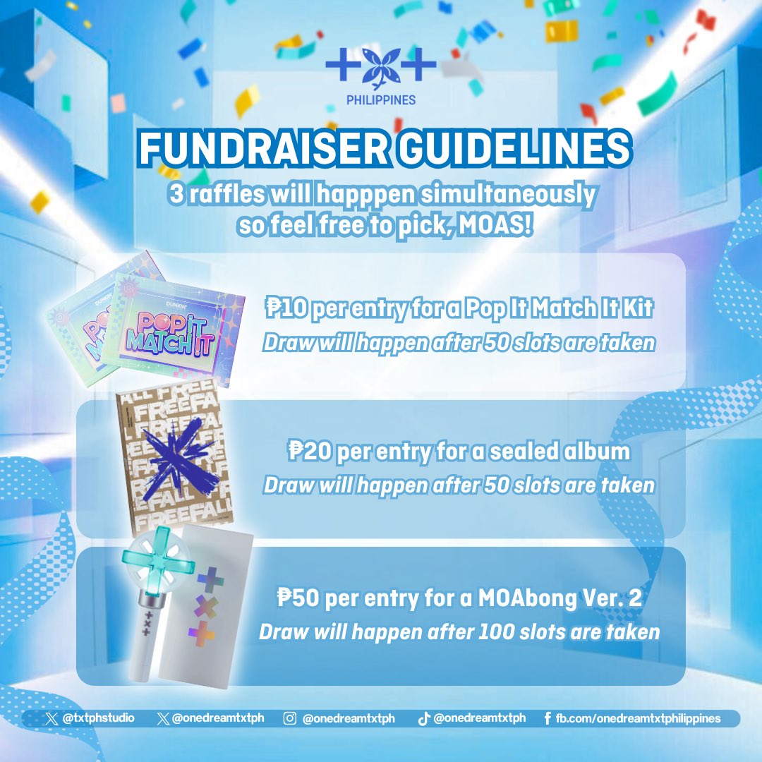 onedreamtxtph's tweet photo. With every entry, our team of volunteers can turn fanbase plans into reality! Let's continue working together to show our support for TXT as MOAhals! 🇵🇭

Pop It Match It kit 
https://t.co/6iifNmbq6Q
Sealed album 
https://t.co/DMvlL9SGdL
MOABONG ver. 2 
https://t.co/i5HBGhVle8 https://t.co/RX8Fsxqx0R