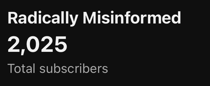 JamesMBentley's tweet photo. Snap!

I’m incredibly grateful to say we hit 2000 subscribers over night. Truly an astonishing figure and double the (pretty lofty) goal I set myself at the start of the year https://t.co/5Y6mlo8jqz