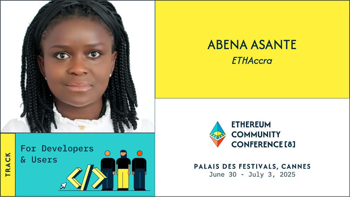 abena.eth π¦π(π«,π«) (β½, β½) (π¦) (@abena_eth) on Twitter photo Third timeβs a charm π
Excited to be speaking at <a href="/EthCC/">EthCC - Ethereum Community Conference</a> again.
Iβll be diving into how we onboard the next wave of Web3 builders from frontier markets, starting in West Africa π
Bonus: itβs the perfect warm-up for <a href="/ETHGlobal/">ETHGlobal</a> Cannes π
π» Bring your laptop, code along, and letβs Third timeβs a charm π
Excited to be speaking at <a href="/EthCC/">EthCC - Ethereum Community Conference</a> again.
Iβll be diving into how we onboard the next wave of Web3 builders from frontier markets, starting in West Africa π
Bonus: itβs the perfect warm-up for <a href="/ETHGlobal/">ETHGlobal</a> Cannes π
π» Bring your laptop, code along, and letβs