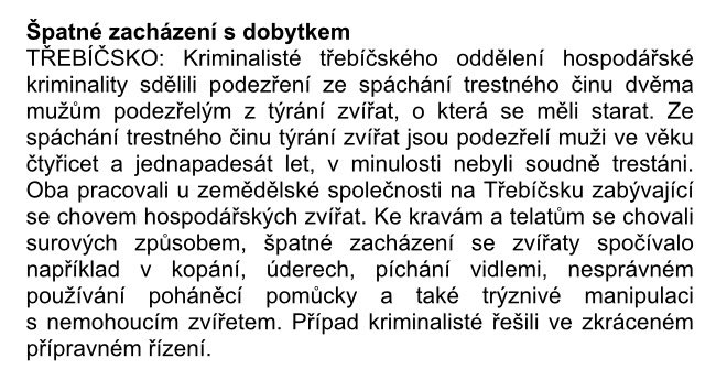 Dva aktéři naší velké reportáže v <a href="/ReporteriCT/">Reportéři ČT</a>+ o brutálním chování zaměstnanců kravínů se policie dopustili trestného činu týrání zvířat. Případ teď má státní zástupce. Reportáž tu: 

ceskatelevize.cz/porady/1142743…