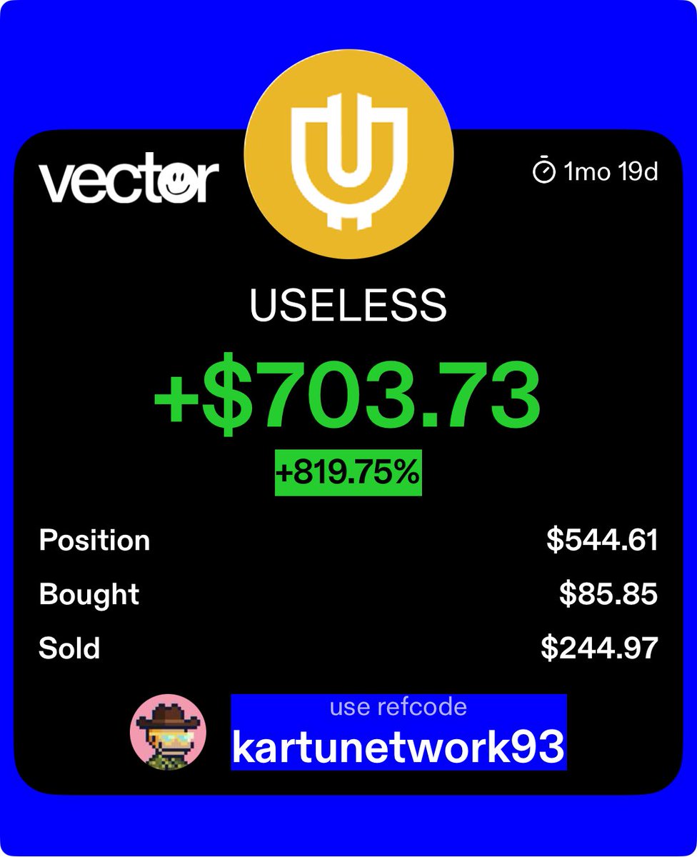 Small initial investment, but nice to clock a big one in the W column.

Solid call on #useless by <a href="/Wrongholesenpai/">𝙒⃥𝙧⃥𝙤⃥𝙣⃥𝙜⃥𝙃⃥𝙤⃥𝙡⃥𝙚⃥𝙎⃥𝙚⃥𝙣⃥𝙥⃥𝙖⃥𝙞⃥ 🇸🇬</a> <a href="/DegenHeadsDao/">DegenHeroes</a> 🔥