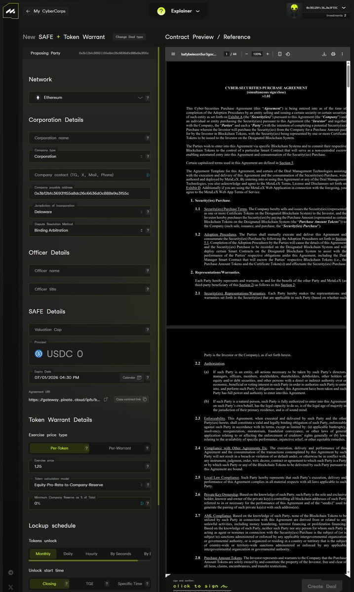some great info from Hashed here on SAFE + Token Warrant market trends, pros/cons, etc.

also keep in mind, you can easily sign &amp; close these deals on MetaLeX, no muss, fuss or lawyers needed!