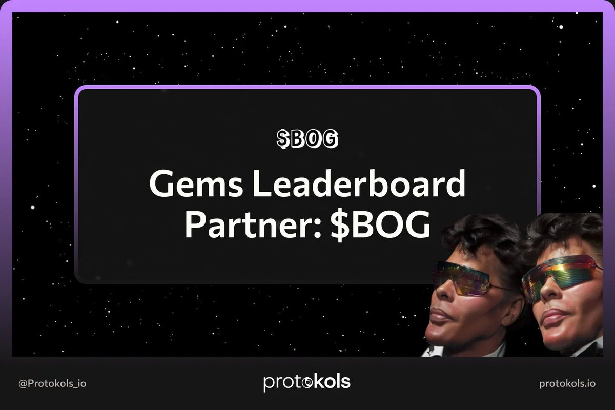 We are proud to announce that <a href="/PumpitBogdanoff/">BOG</a> $BOG is the first official community partner for ProtoKOLs Gem Leaderboard!  

$BOG is a legacy meme token of the OG "Pump it!" meme that everyone in crypto knows.  

Top 25 Gem Holders will be rewarded for their platform activity!