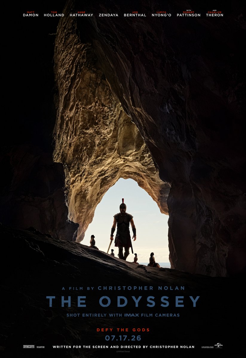 MMattTenet's tweet photo. Back before we knew The Odyssey was The Odyssey, and thought it could be about vampires, I did a poster of Matt Damon walking into a cave. Here we are again... https://t.co/6FGYJXYZb9