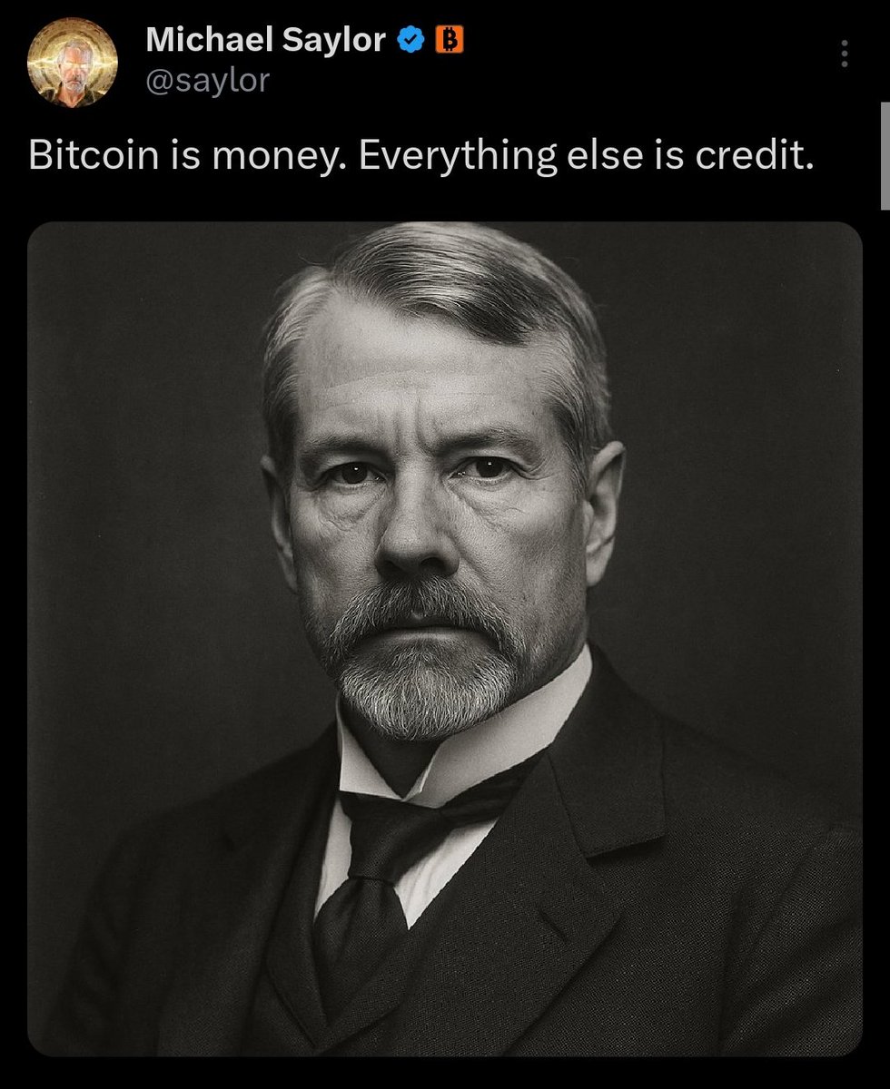 cryptoamanclub's tweet photo. Michael Saylor says "#Bitcoin is money."

"Everything else is credit." https://t.co/I7o5eIfYdV