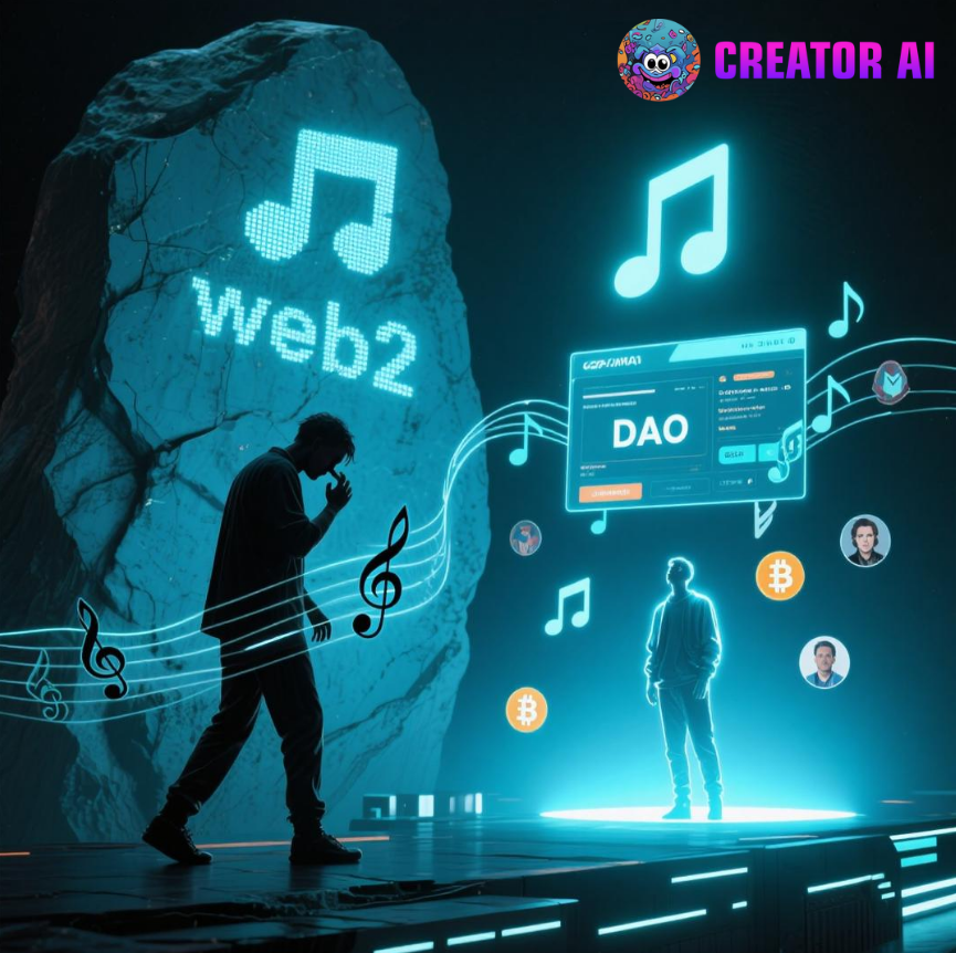 Creator_AI1's tweet photo. 🎶 When artists pull out of platforms...
When AI takes without consent...
It’s not disruption — it’s extraction.

In Web3, creators mint their work, vote on usage, and share the upside transparently.

At Creator AI, every beat is on-chain, every voice counts.

#CreatorAI #Web3Music #AIMusic #NFTMusic #CreatorEconomy #OwnYourOutput
