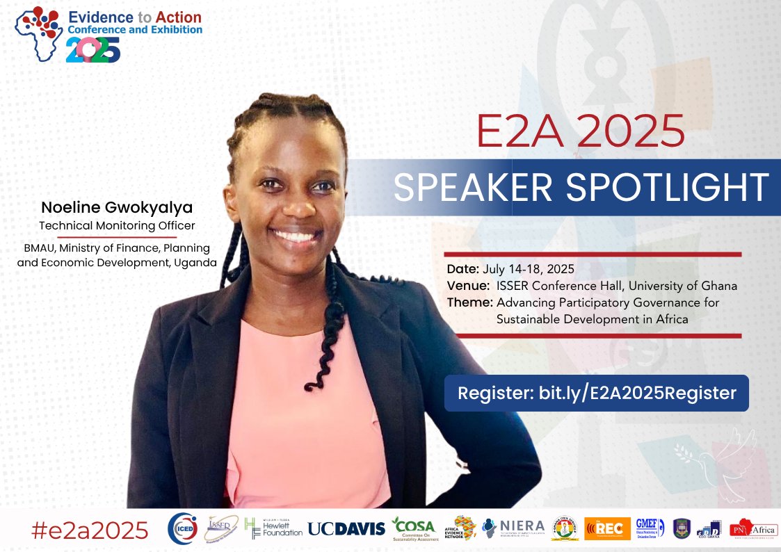 Today's #E2ASpeakerSpotlight highlights 4 young African experts contributing to a panel discussion on mentoring young &amp; emerging evaluators for inclusive governance.

 Join them at #E2A2025 by registering here: bit.ly/E2A2025Register
🌐 Livestream: lnkd.in/dvD6WgPz