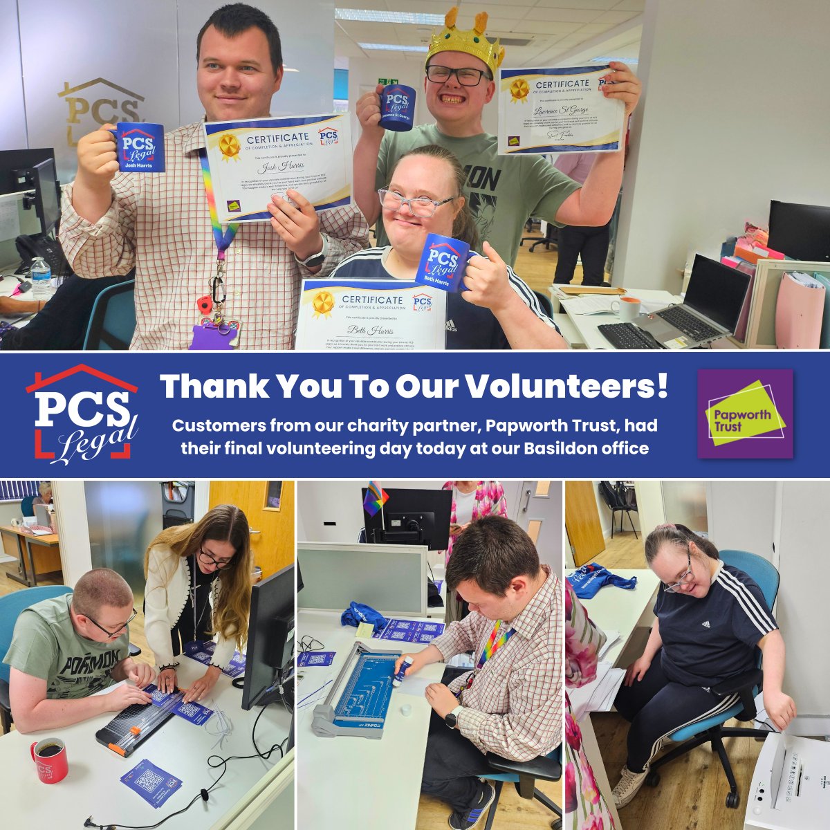 PCSLEGAL's tweet image. Today we said a big thank you and farewell to our wonderful volunteers from @papworth_trust , who have been joining us at our Basildon office every two weeks since March ๐ผ๐
#PCSLegal #PapworthTrust