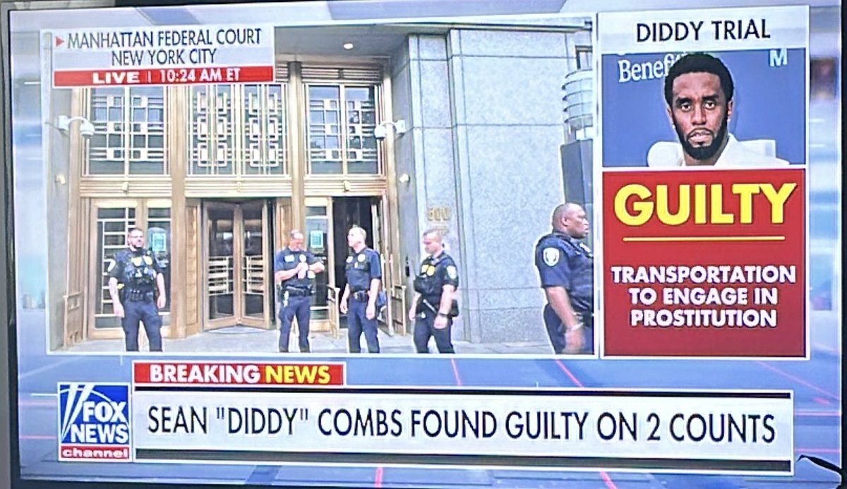 sasmanic's tweet image. Diddy found not Guilty on all except 2 counts. New York court overcharged him and lost #freakoff #DiddyTrial