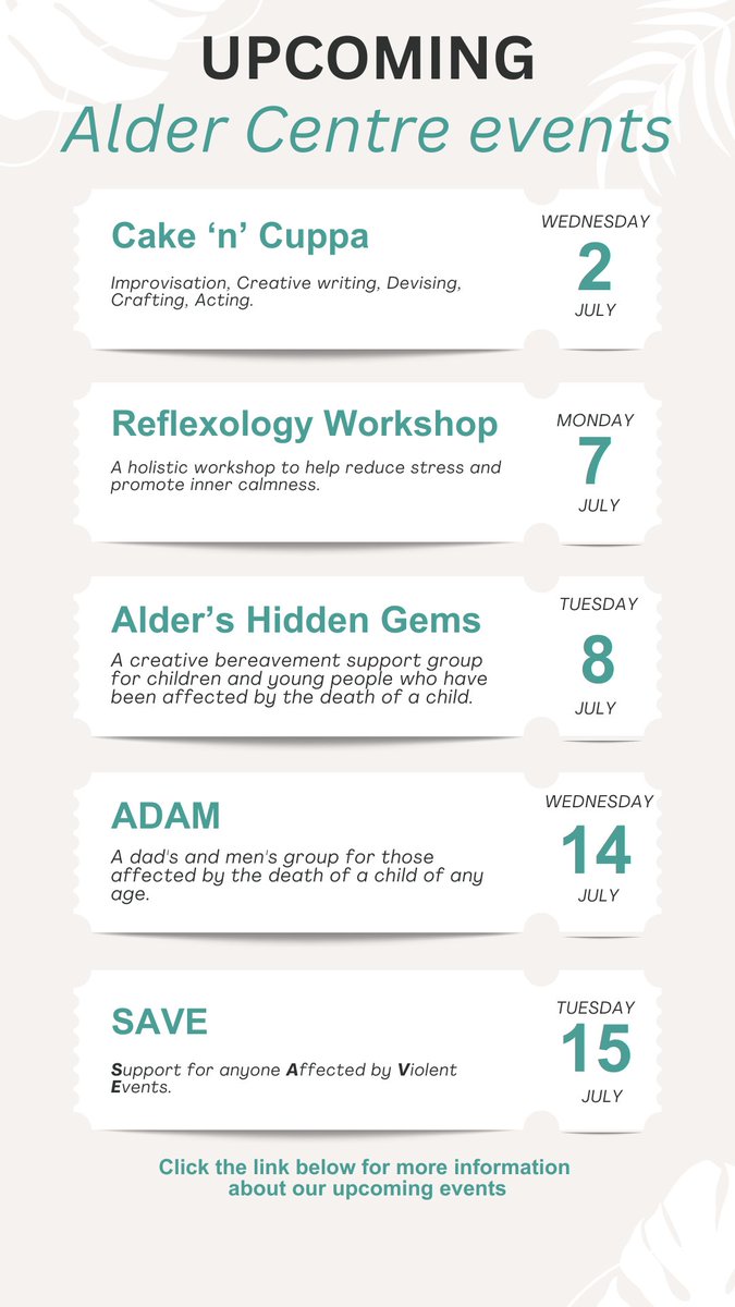 π₯ Alder Hey π (@alderhey) on Twitter photo The brilliant <a href="/AlderCentre/">The Alder Centre</a> are always running drop ins and support groups that bereaved parents and families can get involved in. Find out more about what's coming on our website - alderhey.nhs.uk/the-alder-centβ¦
#ChildDeathAwarenessWeek The brilliant <a href="/AlderCentre/">The Alder Centre</a> are always running drop ins and support groups that bereaved parents and families can get involved in. Find out more about what's coming on our website - alderhey.nhs.uk/the-alder-centβ¦
#ChildDeathAwarenessWeek