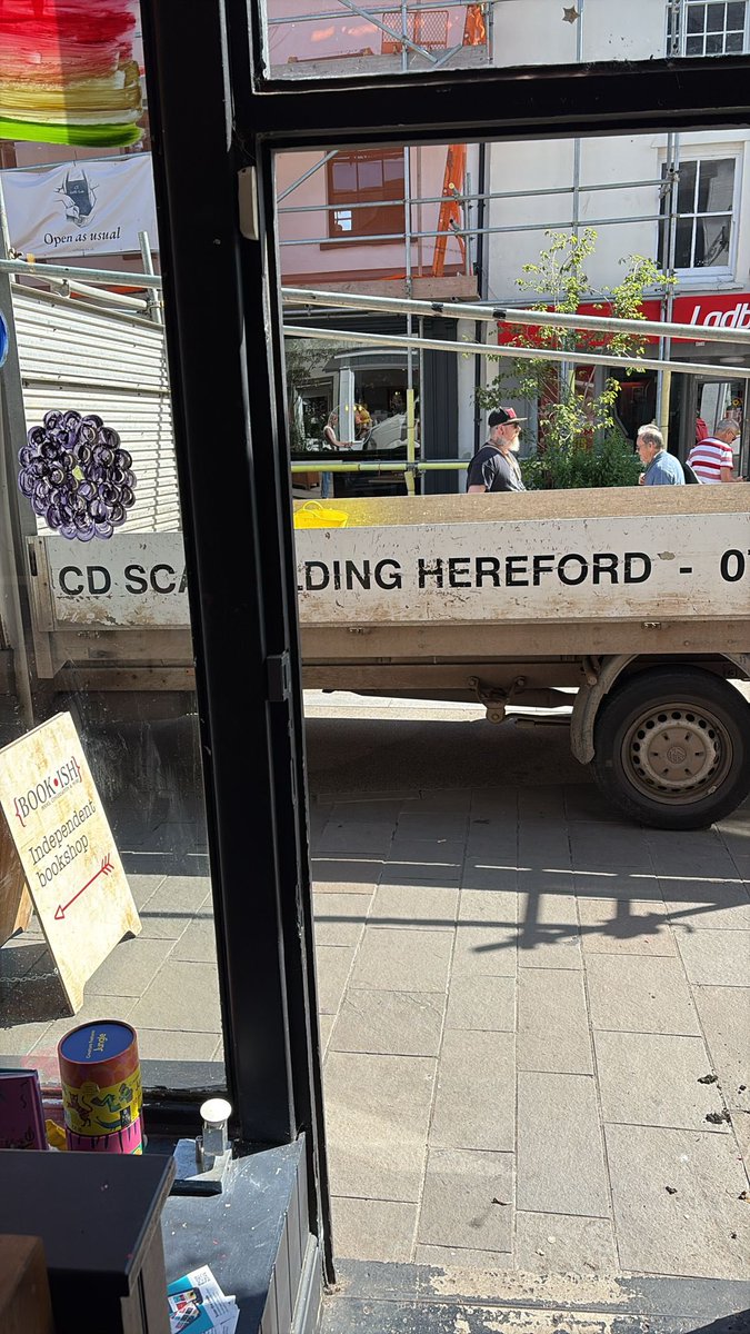 Huge thanks to the two scaffolding Lorries that have been parked across the front of our Abergavenny shop all day, it’s been very noisy outside and very quiet (sales wise) inside…anybody want a book?
