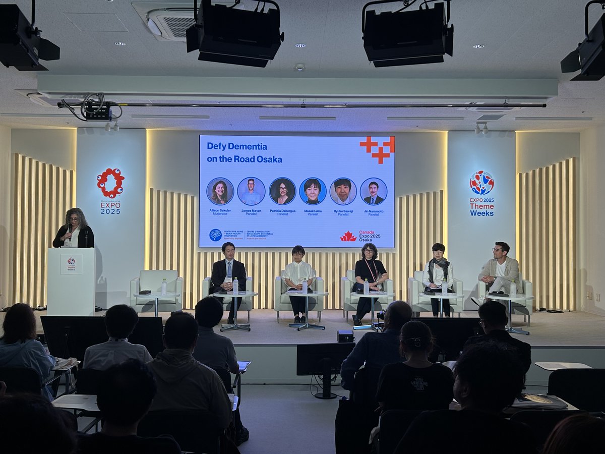 Baycrest's tweet photo. Baycrest was honoured to present at the Osaka World Expo, as a leader in aging and brain health innovation. Baycrest and the Government of Canada hosted a #DefyDementia session to help reduce stigma, raise awareness and empower healthy brain habits.
#Baycrest #BrainHealth https://t.co/3SN2AVvWVk