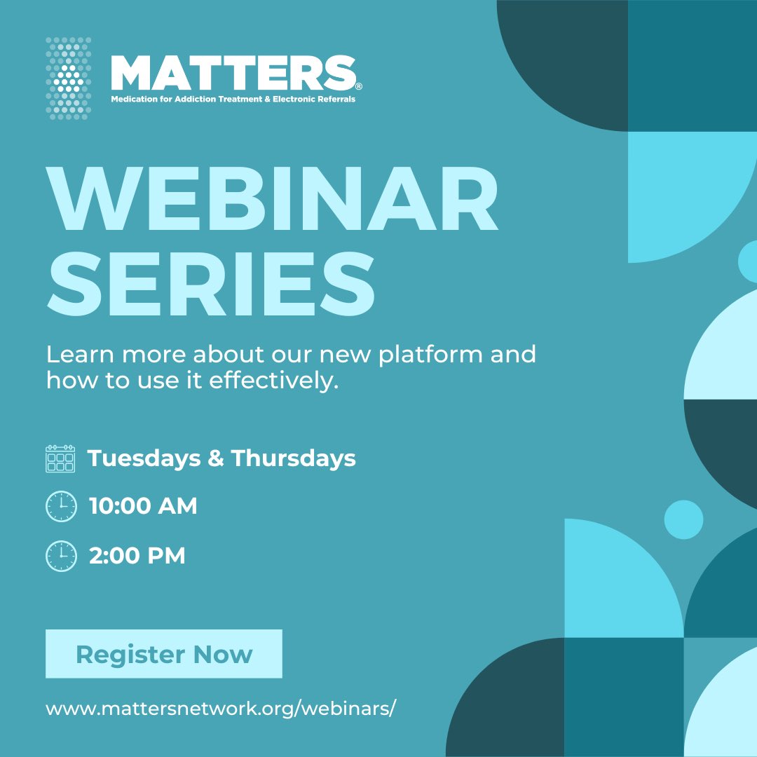 Just a reminder that our live webinars are still happening every Tuesday and Thursday!

📅 Tuesdays &amp; Thursdays
⏰ 10:00 am 
⏰ 2:00 pm 

Register now at mattersnetwork.org/webinars/ or call 765-628-8377.