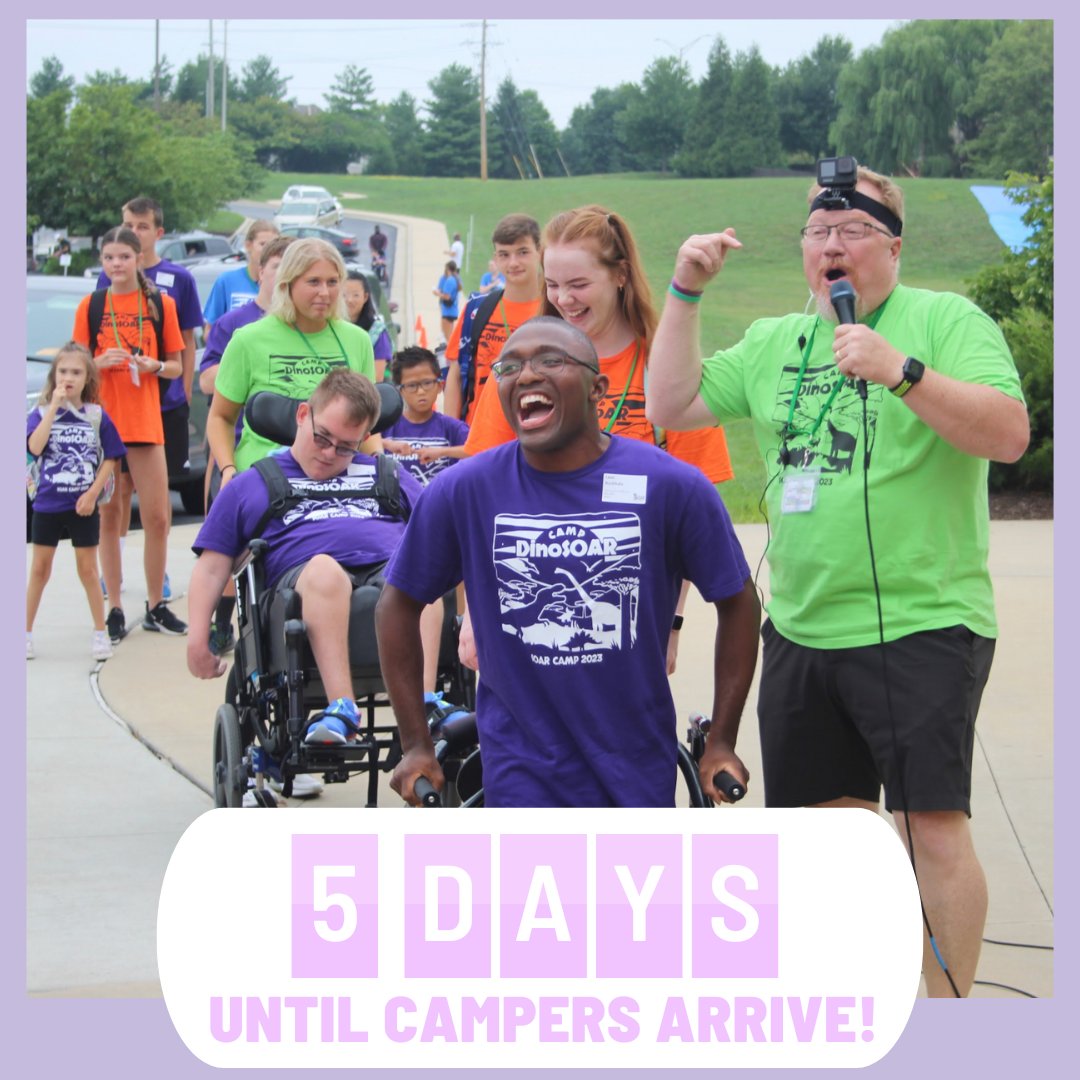 Only 5 DAYS until campers arrive!!! We can’t wait to welcome all our amazing campers and volunteers for the BEST week of the summer! There’s still time to join the fun — volunteer today at SOARSpecialNeeds.org! Come SOAR With Us! #SOARingFruitWarrior #SOARCamp2025