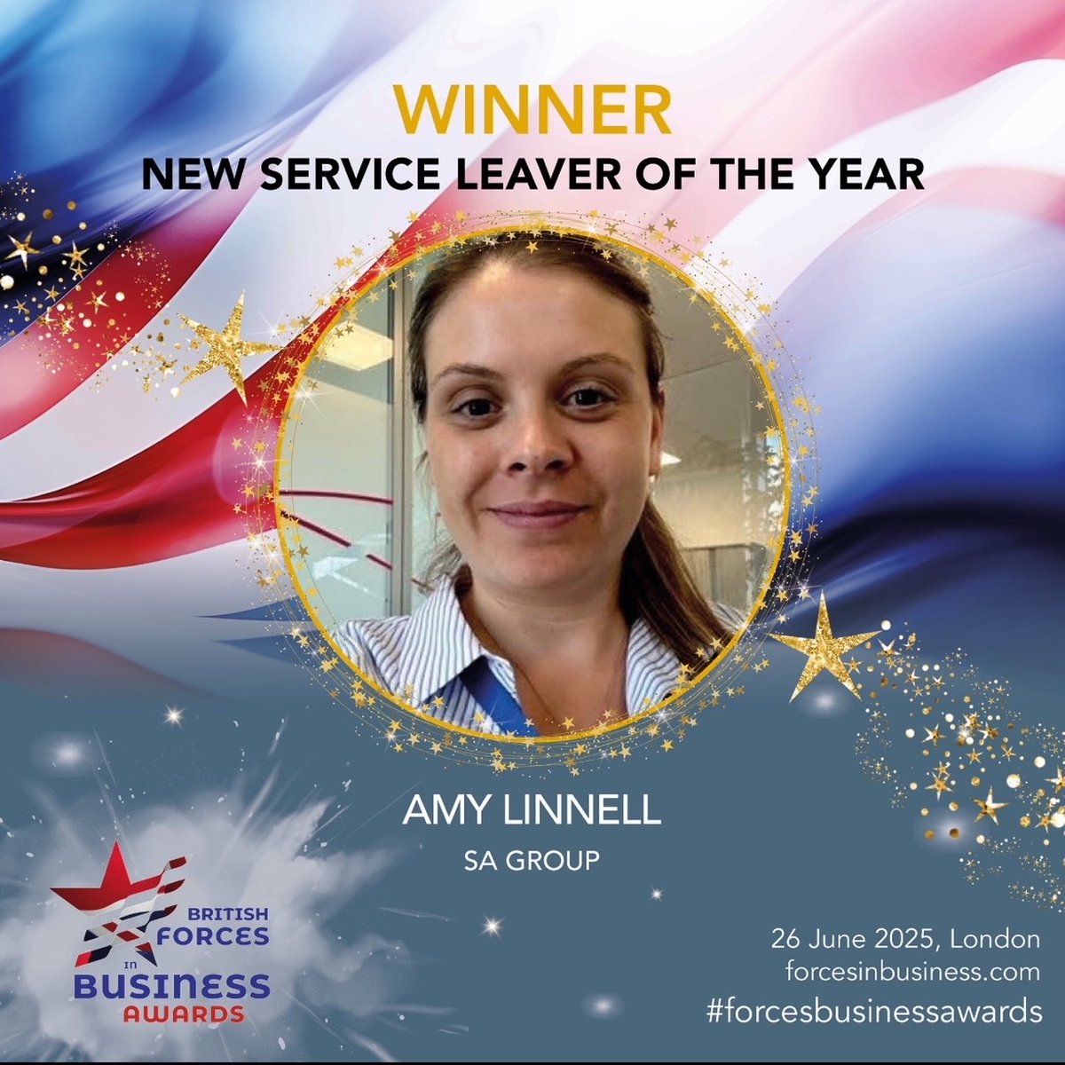 We are thrilled to announce that Amy Linnell won the New Service Leaver award at the prestigious 2025 British Ex-Forces in #BusinessAwards! 🏆

Steve Jackson, CEO said: “Amy is extremely deserving of this award. Read more: sa-group.com/amy-linnell-wi…

#Congratulations #ExForcesAwards