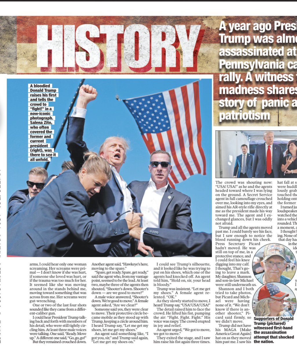 ZitoSalena's tweet photo. The next thing I knew, I was knocked off my feet and shoved to the ground by lead Trump press advance man Michel Picard III. Hovering over me, he held me down, his knees pressed against my shins. My face landed in the dirt and gravel, and the rest of my body covered my daughter.
“Are you okay? Are you okay?” Picard shouted. Then he lowered his voice and took a deep breath. I could hear him slowly exhale to regain control.
“Stay down. I got you. Stay still, stay calm,” Picard said. His voice was soothing, but his hands told a different story; he was shaking hard. I watched him look down at his hands as he tried to stifle the adrenaline. https://t.co/7dmTjv1yxS