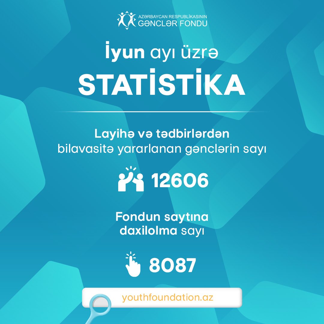 We present statistical information on the activities carried out by the Youth Foundation of the Republic of Azerbaijan in June 2025.
With the youth, for the youth!💙

#AzGF
