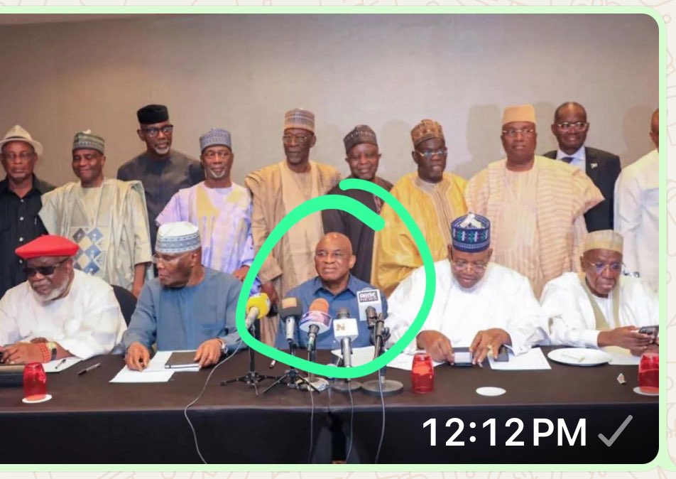 As in .. all the mics were on him …#Coalition Yet he woke up today and he quit the party ! 😄😆  What happened after this press briefing must be on the mind of Nigerians!