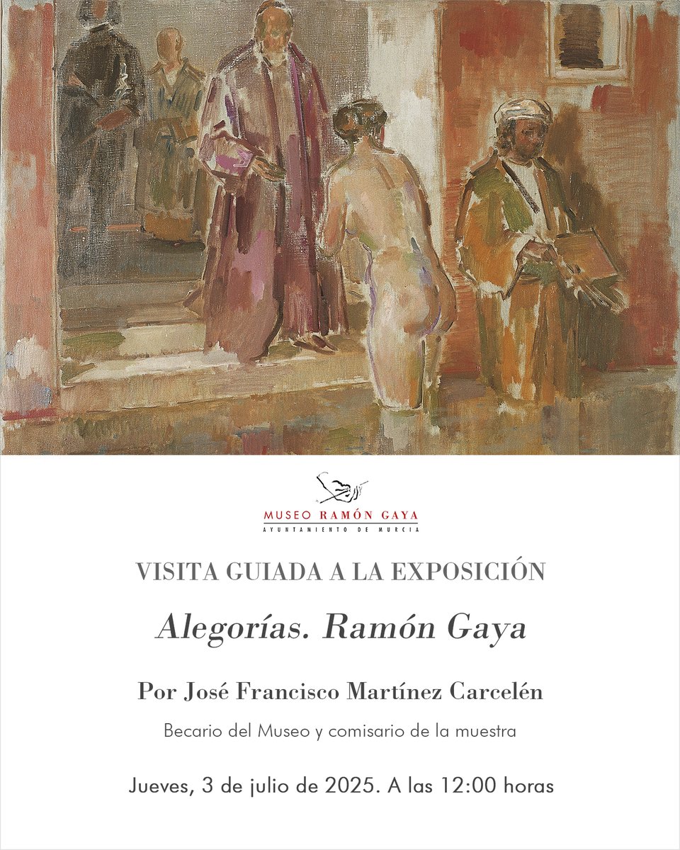 VISITA GUIADA | Alegorías. Ramón Gaya
El próximo jueves 3 de julio, a las 12:00 h, tendrá lugar una visita guiada a la exposición 'Alegorías. Ramón Gaya', de la mano de José Francisco Martínez Carcelén, becario del Museo y comisario de la muestra. ¡Os esperamos!