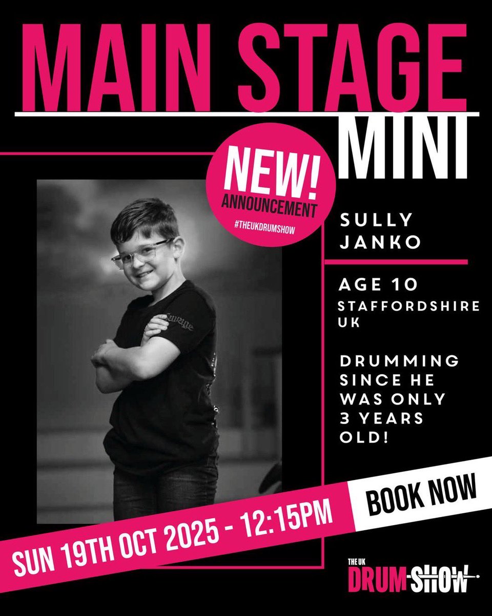 Sully Janko to perform on Main Stage Mini on Sunday the 19th October at 12:15! 🥁

To find out more about Sully, or book your tickets for UKDS, head on over to our website!

ticketquarter.co.uk/Online/default…

#SullyJanko #Perform #MainStageMini #Sunday #October #FindOutMore #Sully #Book