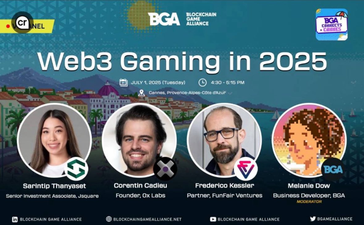 🎤 Our founder @Cox_xyz is speaking at @bgamealliance alongside:

• <a href="/SarintipThanya2/">Chompoo</a> – <a href="/JSquare_co/">Jsquare</a>
• <a href="/FredCryptoVC/">Fred Kessler</a> – <a href="/FunFairVentures/">FunFair Ventures</a>

They’ll dive into funding, scaling &amp; the future of Web3 gaming 🎮