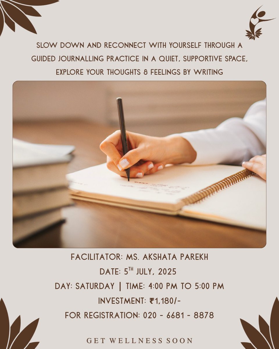 jwclivehealthy's tweet photo. Write your way to wellness.
Let your words bring peace and healing to your mind, body & soul!
•
•
•
#journalling #soothingsaturday #mindful #healing #mentalhealth #writing #selfcare #personalgrowth #jehangirwellnesscentre #jwc #livehealthy #getwellnesssoon #weaddcare https://t.co/1EBPWeAe9K
