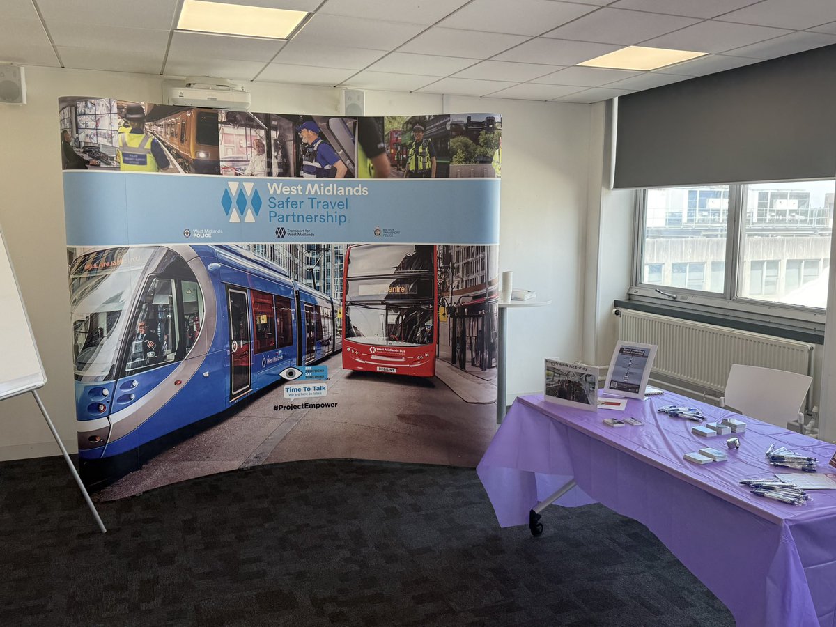 ST_Police's tweet image. As part of our #asbawarenessweek we’re holding one of Time to Talk events in the offices of @WestMids_CA to better understands any concerns the staff have when using public transport.