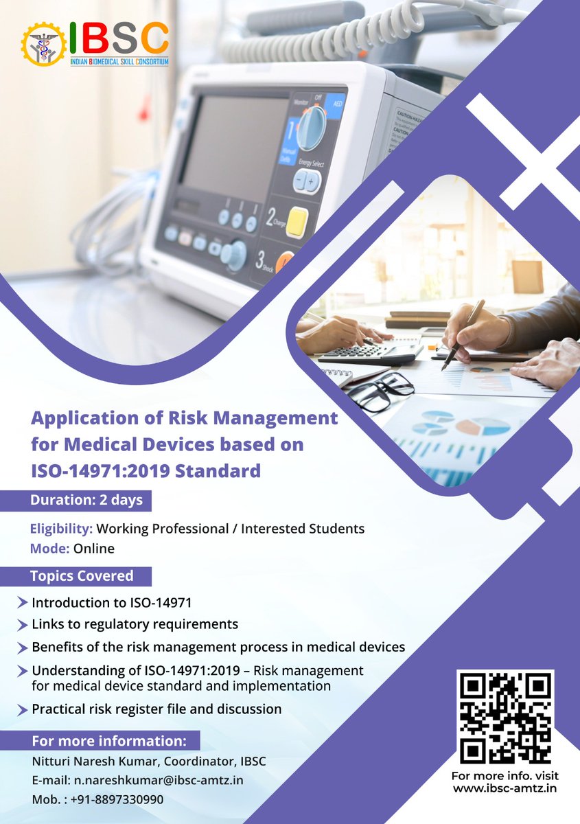 Elevate your #career with #ISO 14971:2019 #Certification!  Join <a href="/ibsc_skill/">IBSC</a>’s 2-Day Online Program on 24-25 Jul 2025 to master #medical #device risk management. Register by 10th Jul: ibsc-amtz.in/coursedetails/… #MedTech #ISO14971