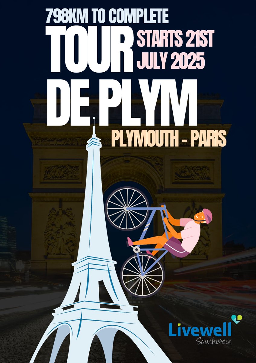 PlymUnit's tweet image. The amazing team at Plym will be taking part in our very own Tour De Plym again this year. Our challenge is to cycle from Plymouth to Paris in 5 days with the help from patients, staff and visitors. #makingrehabfun #TourDeFrance2025 #goteam
