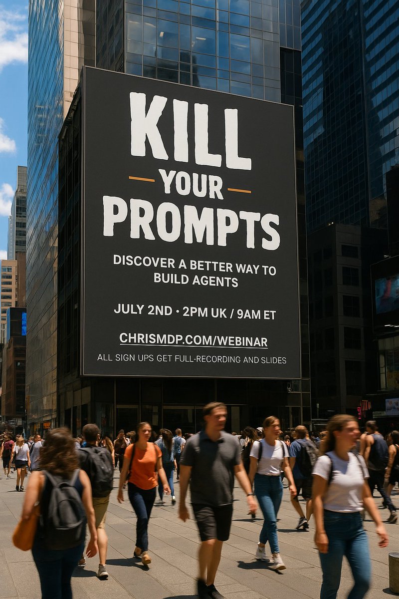 FINAL CALL: "Kill Your Prompts" starts in one hour! Free to join?

Sign up: chrismdp.com/webinar

All sign ups get full slides and recording (even if you don't make it)