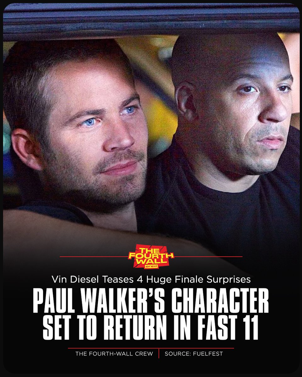 fourthwallcrew_'s tweet photo. Vin Diesel has revealed that the final Fast &amp; Furious movie is set to release in April 2027. The film will mark the return of Brian O’Conner, and will be set in Los Angeles, bringing the spotlight back to car culture and street racing.

What are your thought?
#TheFourthWallCrew https://t.co/t0hYvnanoV