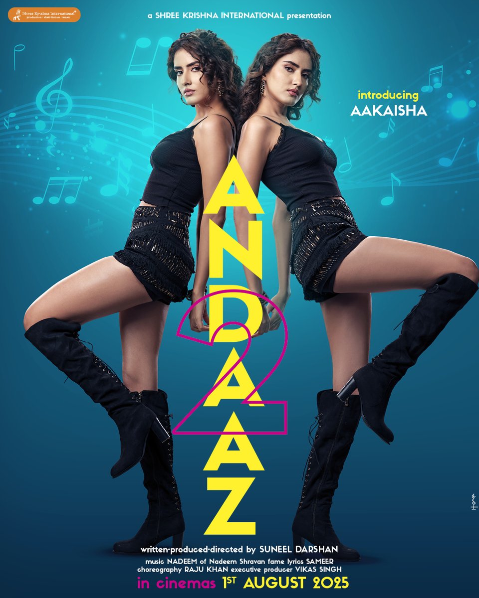 ski__official's tweet photo. Film-maker Suneel Darshan whose cinema featured leading actresses including Karisma Kapoor, Kareena Kapoor, and who introduced Priyanka Chopra &amp; Lara Dutta in his ANDAAZ (2003) now introduces Aakaisha  in ANDAAZ 2 with music by Nadeem (of Nadeem Shravan fame) &amp; lyrics by Sameer. https://t.co/QCZooPjxmU