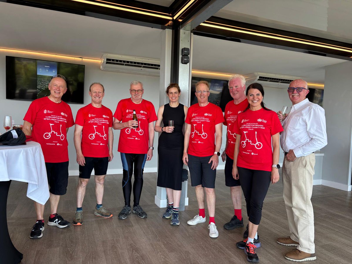 The Master of ⁦<a href="/Turners_Company/">Turners of London</a> with the Lady Mayoress and other Masters/Prime Wardens at the reception following the inaugural Palace to Palace Brompton Bridges Inter-Livery Charity Ride.  30 miles, 26 Bridges along the Thames in the glorious summer sunshine on Sunday 29th June