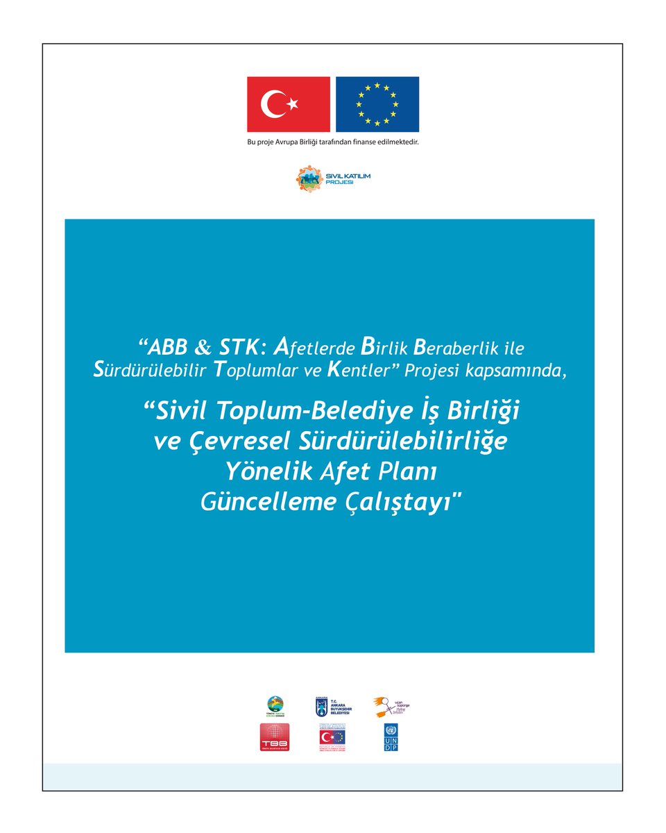 ttkder's tweet photo. 'ABB&amp;STK: Afetlerde Birlik Beraberlik ile Sürdürülebilir Toplumlar ve Kentler' projesi kapsamındaki bu önemli çalıştaya aktif katılımınız, afet planlarımızı güncellememiz ve sürdürülebilir toplumlar ile kentler oluşturmamız açısından büyük önem taşımaktadır.

#TTKD https://t.co/MkOg5nnMBk