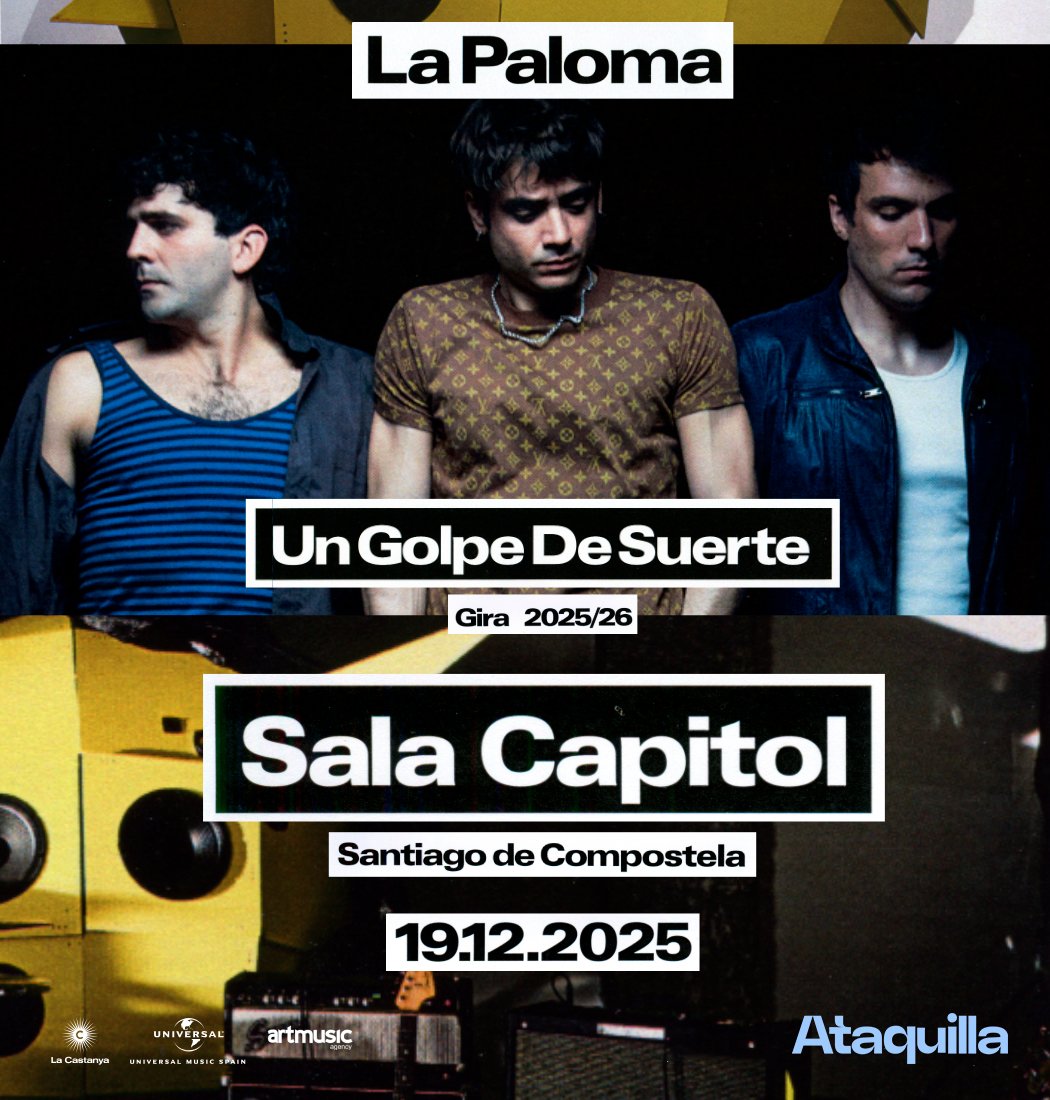Un Golpe De Suerte💥🍀

<a href="/lapalomavive/">La Paloma</a> presenta su nueva gira en Compostela, ¿nos vemos el 19.12.25? 😎

🎟️ entradas.ataquilla.com/es/ventaentrad…
