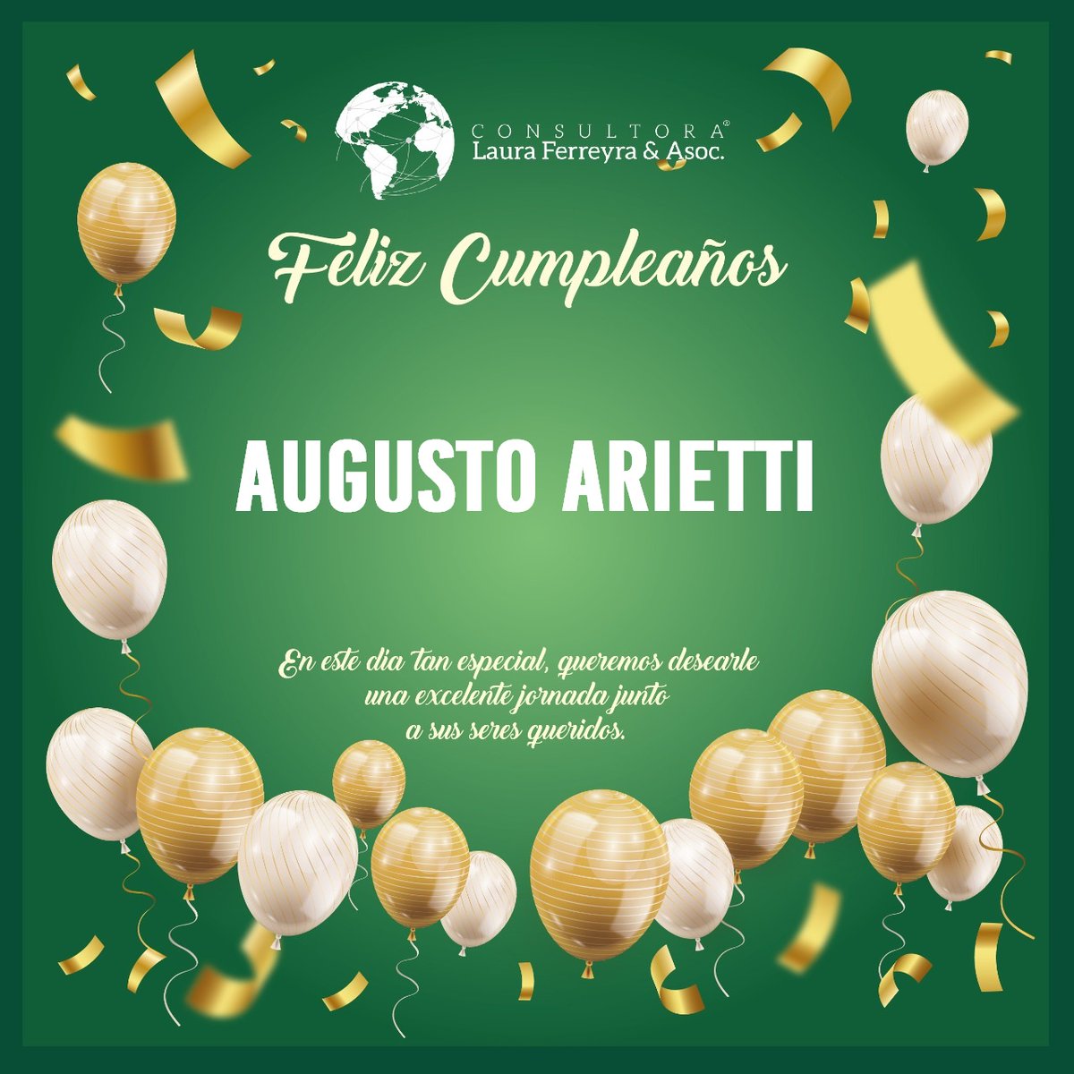 ConsultoraLF's tweet photo. Saludamos al Intendente Municipal de #LUCA, Dpto. Gral. San Martín, Sr. Augusto Arietti.
Nuestros mejores deseos en el día de su Cumpleaños. ¡Felicidades! 🎈🎁🎉 https://t.co/u2jmd47lrp