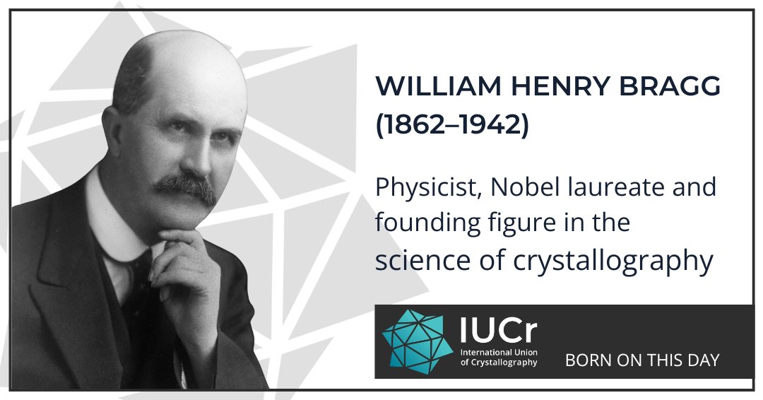 Born on this day, W. H. Bragg, together with his son Lawrence, laid the foundation for crystallography as we know it. 
To mark his birthday, revisit this thoughtful retrospective from Fifty Years of X-ray Diffraction, reflecting on Bragg’s lasting impact.

iucr.org/publ/50yearsof…