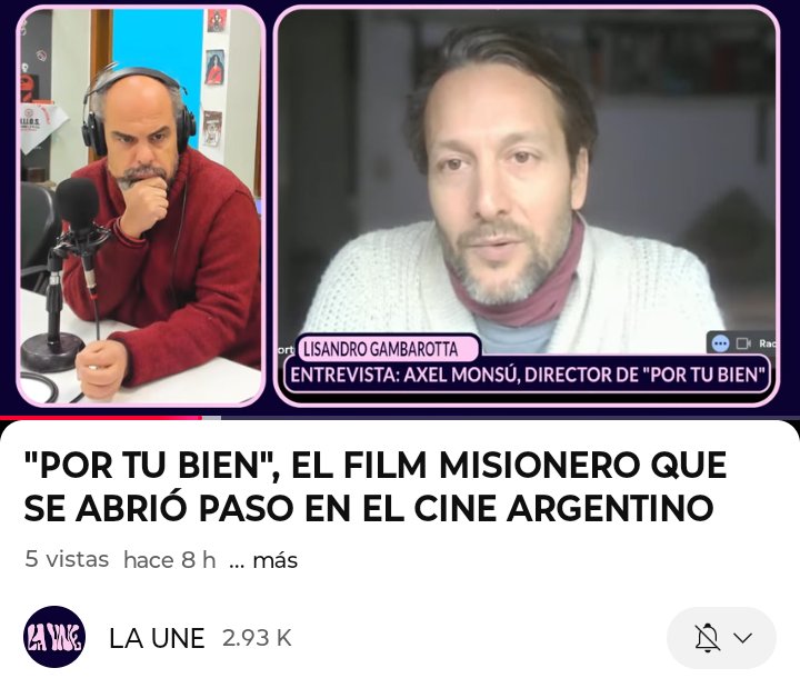 ligambarotta's tweet photo. Entrevista, en la mañana de @LaUneok , a Axel Monsú, director misionero de la peli "Por tu bien", que se proyecta hoy en varias salas del país, incluida la Ecoselect de La Plata.  https://t.co/ATiKszs0kn https://t.co/1FMdDFaPar