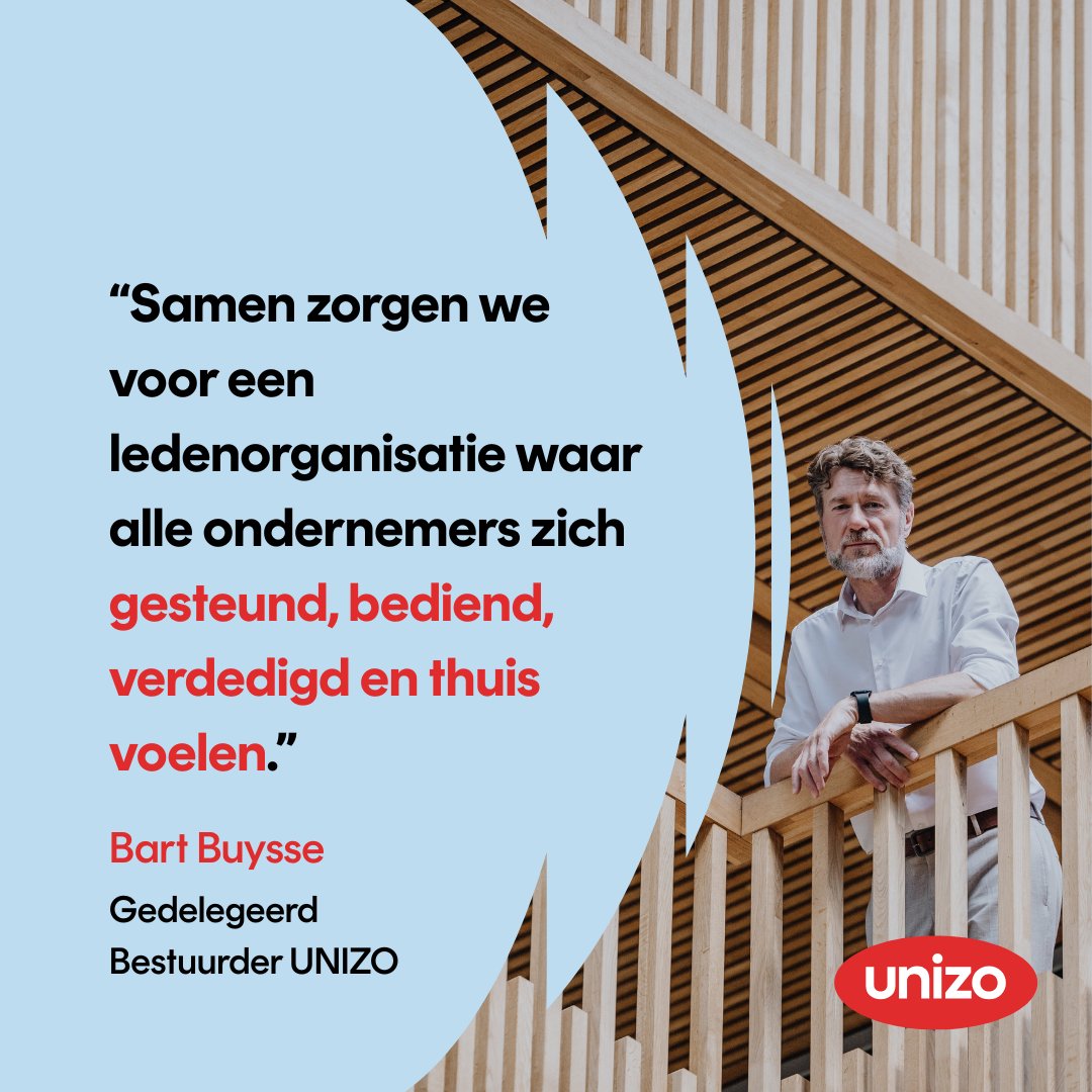 UNIZO (@unizovzw) on Twitter photo "UNIZO als en onmisbare partner voor beleidsmakers, dat wil ik graag nog verder uitbouwen"
Maak kennis met Bart Buysse, onze nieuwe gedelegeerd bestuurder
Welkom aan het roer van UNIZO, <a href="/BartBuysse/">Bart Buysse</a>!
Meer weten? Lees het hier: unizo.be/berichten/pers… "UNIZO als en onmisbare partner voor beleidsmakers, dat wil ik graag nog verder uitbouwen"
Maak kennis met Bart Buysse, onze nieuwe gedelegeerd bestuurder
Welkom aan het roer van UNIZO, <a href="/BartBuysse/">Bart Buysse</a>!
Meer weten? Lees het hier: unizo.be/berichten/pers…