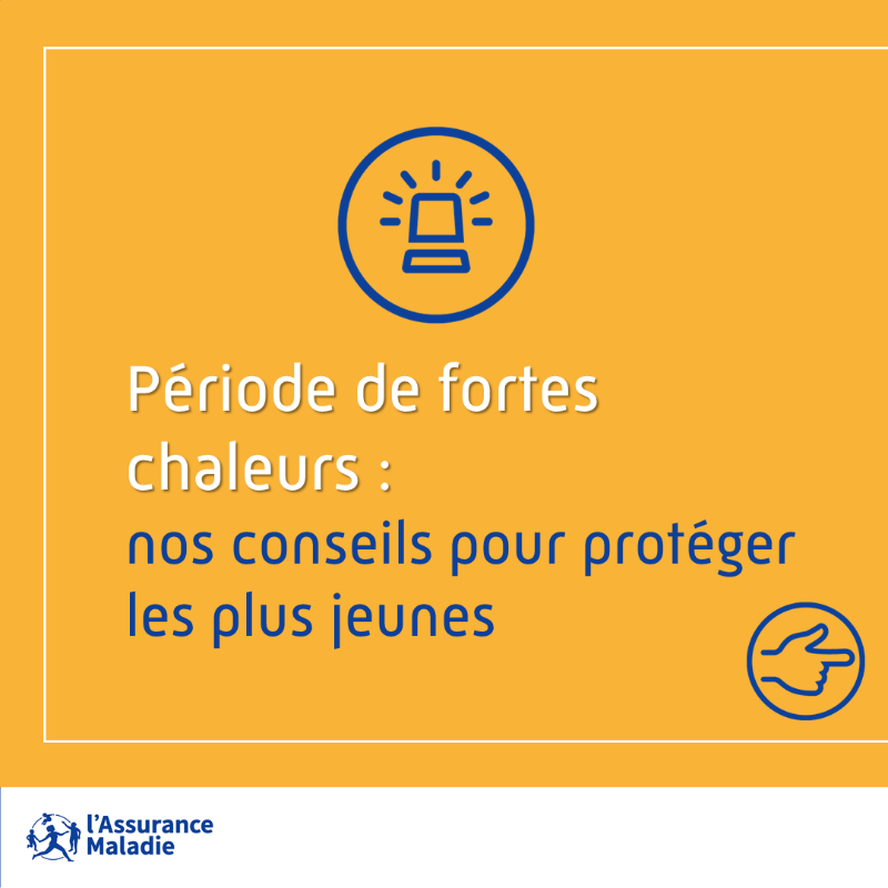 Assur_Maladie's tweet photo. #Prévention | Un épisode de chaleur persistant et précoce est en cours. Les #enfants sont très fragiles durant cette période. Il est important de les protéger.

En savoir ➕ sur : 
🚨les signes qui doivent alerter 
🌡️les conseils en cas de canicule
👶les risques de déshydratation