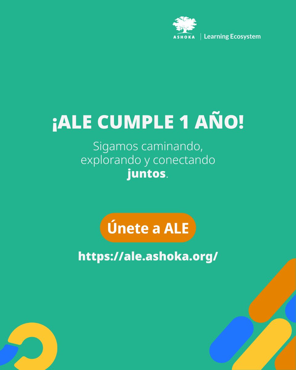 Ashoka España (@ashokaspain) on Twitter photo 🎉 ¡ALE cumple 1 año!
🔸+1600 usuarios
🔸21 rutas
🔸9 temáticas de impacto
🔸Referentes de la innovación social
🔸Herramientas, conversaciones e ideas de cambio
  
Gracias a todas las que lo habéis hecho posible 🧡
  
Si aún no conoces ALE, empieza ahora: ale.ashoka.org 🎉 ¡ALE cumple 1 año!
🔸+1600 usuarios
🔸21 rutas
🔸9 temáticas de impacto
🔸Referentes de la innovación social
🔸Herramientas, conversaciones e ideas de cambio
  
Gracias a todas las que lo habéis hecho posible 🧡
  
Si aún no conoces ALE, empieza ahora: ale.ashoka.org